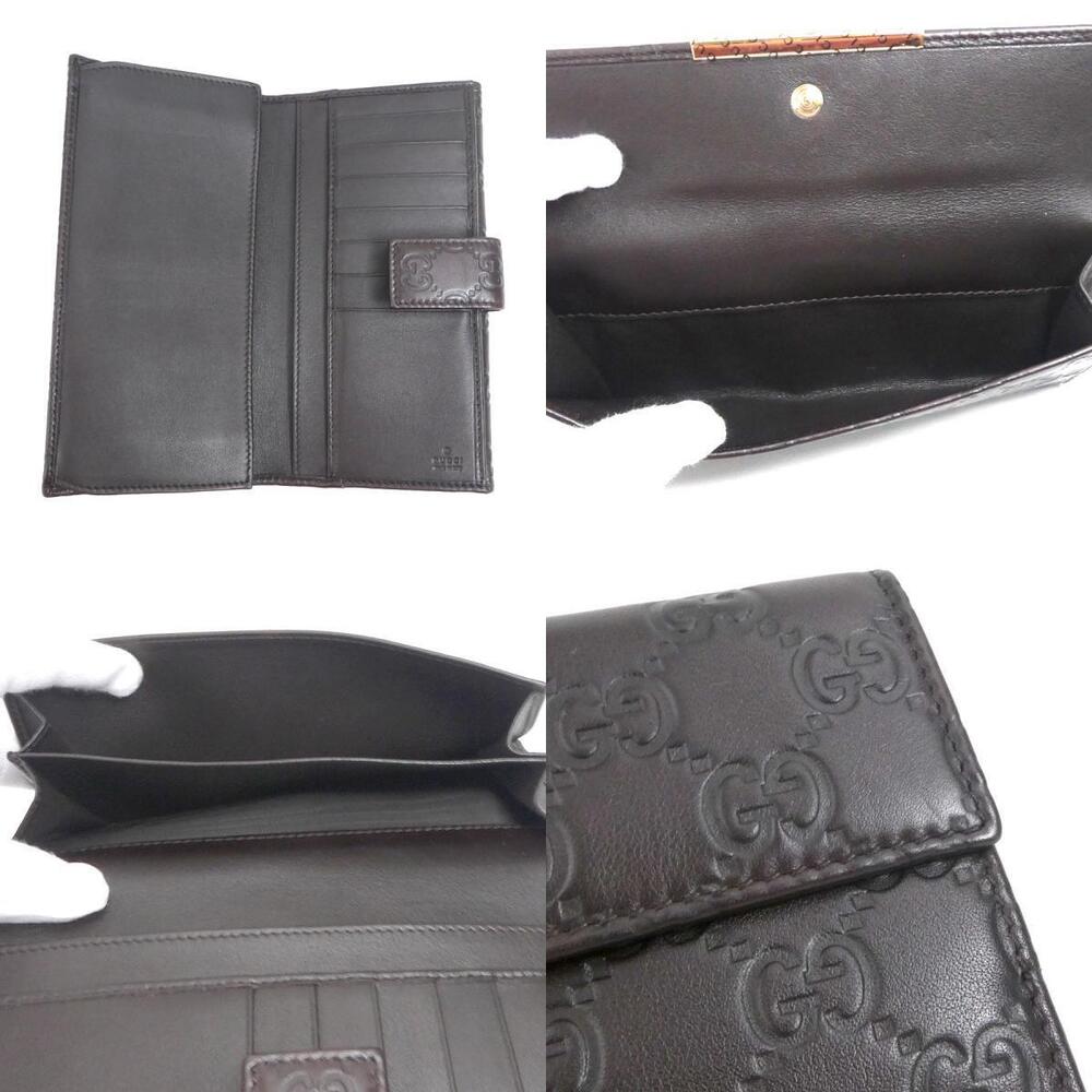 Gucci ssima gold Black leather wallet Dark Brown long - Picture 4 of 4
